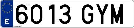 Ejemplo de matrícula de coche ordinaria 6013 GYM