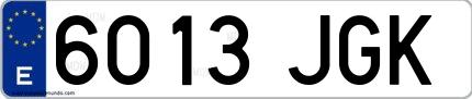 Ejemplo de matrícula española 6013 JGK