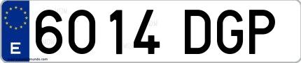 Ejemplo de matrícula española 6014 DGP