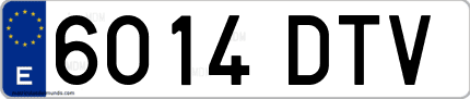 Ejemplo de matrícula de coche ordinaria 6014 DTV