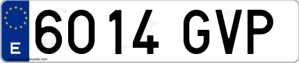 Ejemplo de matrícula de coche ordinaria 6014 GVP