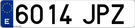 Ejemplo de matrícula española 6014 JPZ