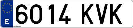 Ejemplo de matrícula de coche ordinaria 6014 KVK