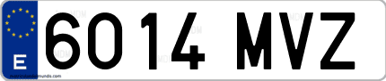 Ejemplo de matrícula de coche ordinaria 6014 MVZ