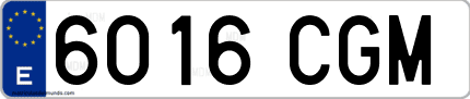 Ejemplo de matrícula de coche ordinaria 6016 CGM