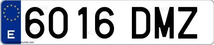 Ejemplo de matrícula española 6016 DMZ
