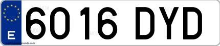 Ejemplo de matrícula española 6016 DYD