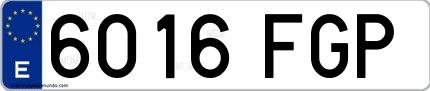 Ejemplo de matrícula española 6016 FGP