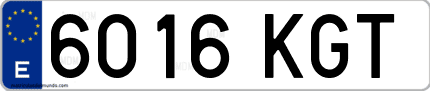 Ejemplo de matrícula de coche ordinaria 6016 KGT