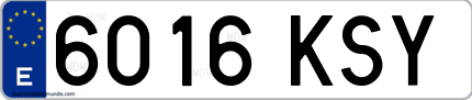 Ejemplo de matrícula de coche ordinaria 6016 KSY