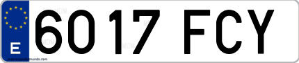Ejemplo de matrícula de coche ordinaria 6017 FCY