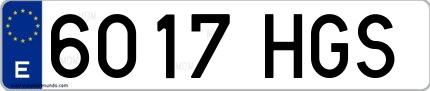 Ejemplo de matrícula española 6017 HGS