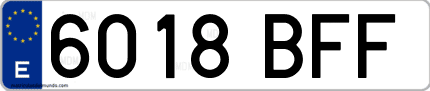 Ejemplo de matrícula de coche ordinaria 6018 BFF
