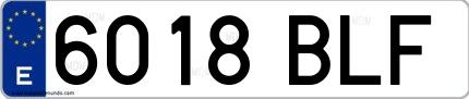 Ejemplo de matrícula española 6018 BLF