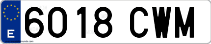 Ejemplo de matrícula de coche ordinaria 6018 CWM