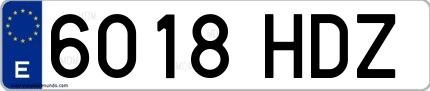 Ejemplo de matrícula española 6018 HDZ