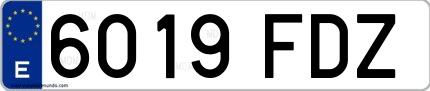 Ejemplo de matrícula española 6019 FDZ