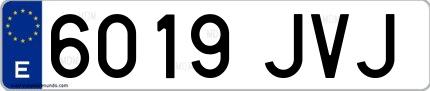 Ejemplo de matrícula española 6019 JVJ
