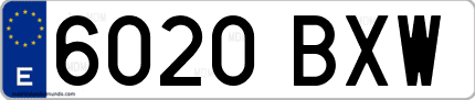 Ejemplo de matrícula de coche ordinaria 6020 BXW