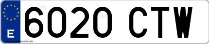 Ejemplo de matrícula española 6020 CTW