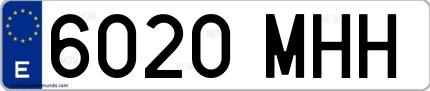 Ejemplo de matrícula española 6020 MHH