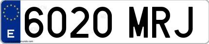 Ejemplo de matrícula de coche ordinaria 6020 MRJ