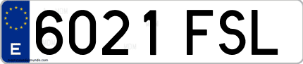 Ejemplo de matrícula de coche ordinaria 6021 FSL