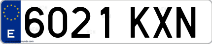 Ejemplo de matrícula de coche ordinaria 6021 KXN