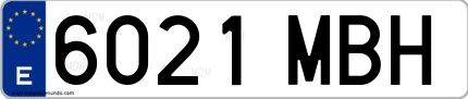 Ejemplo de matrícula española 6021 MBH