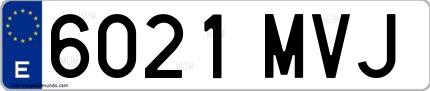 Ejemplo de matrícula española 6021 MVJ