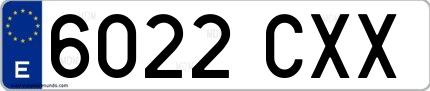 Ejemplo de matrícula española 6022 CXX