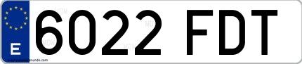 Ejemplo de matrícula de coche ordinaria 6022 FDT