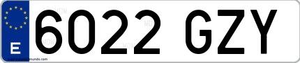 Ejemplo de matrícula española 6022 GZY