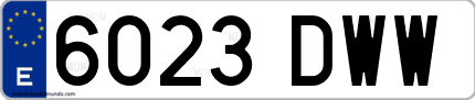 Ejemplo de matrícula de coche ordinaria 6023 DWW