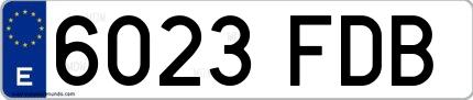Ejemplo de matrícula española 6023 FDB