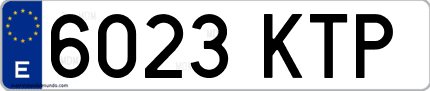 Ejemplo de matrícula de coche ordinaria 6023 KTP