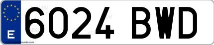 Ejemplo de matrícula española 6024 BWD