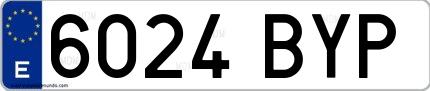 Ejemplo de matrícula española 6024 BYP