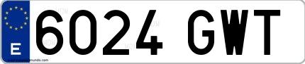 Ejemplo de matrícula española 6024 GWT