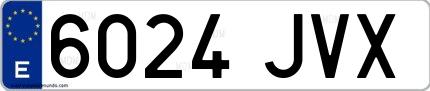 Ejemplo de matrícula española 6024 JVX