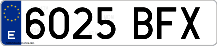 Ejemplo de matrícula de coche ordinaria 6025 BFX