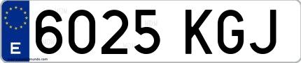 Ejemplo de matrícula española 6025 KGJ