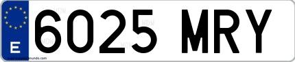 Ejemplo de matrícula española 6025 MRY