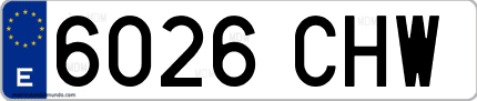 Ejemplo de matrícula de coche ordinaria 6026 CHW