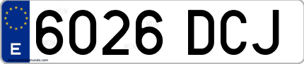 Ejemplo de matrícula de coche ordinaria 6026 DCJ