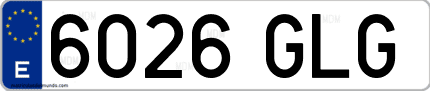 Ejemplo de matrícula de coche ordinaria 6026 GLG