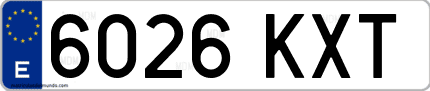 Ejemplo de matrícula de coche ordinaria 6026 KXT