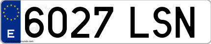 Ejemplo de matrícula de coche ordinaria 6027 LSN