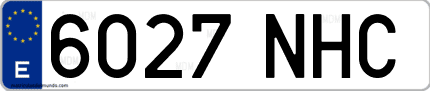 Ejemplo de matrícula de coche ordinaria 6027 NHC