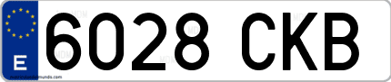Ejemplo de matrícula de coche ordinaria 6028 CKB